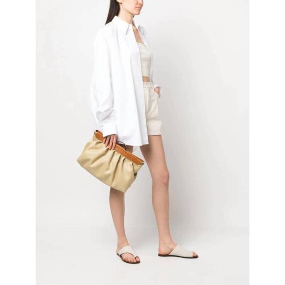 NEW ISABEL MARANT luz raffia clutch bag in natural cognac - Picture 5 of 5